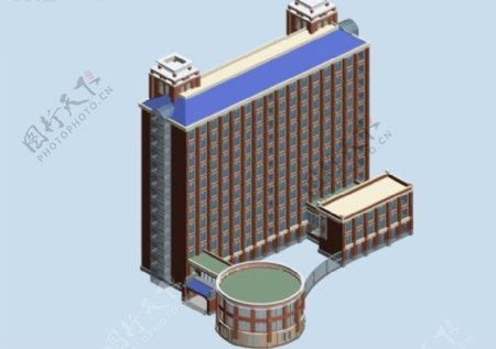 MAX教学楼单体3D模型