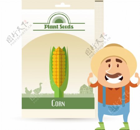 复古玉米种子海报矢量素材下载