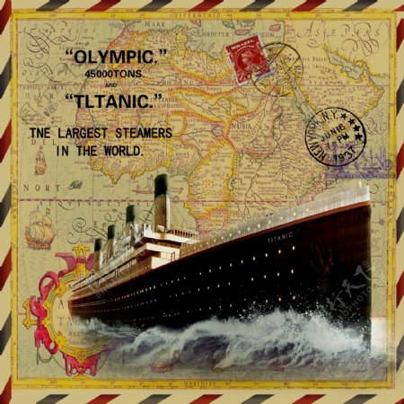 泰坦尼克号与地图图片