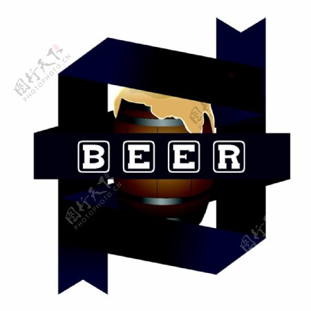 几何丝带啤酒标签图片