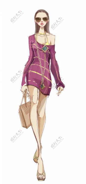 紫色连衣裙设计图