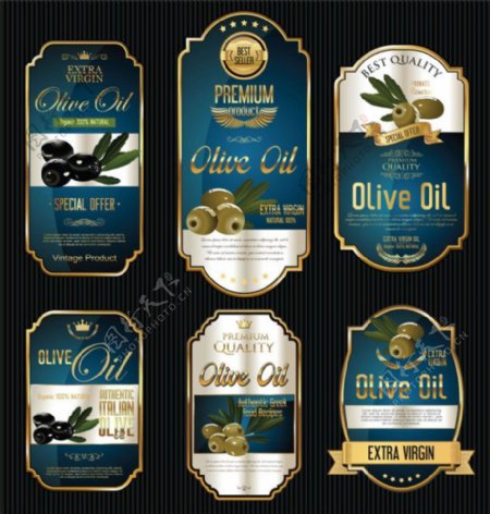 蓝色质量橄榄油标签图片