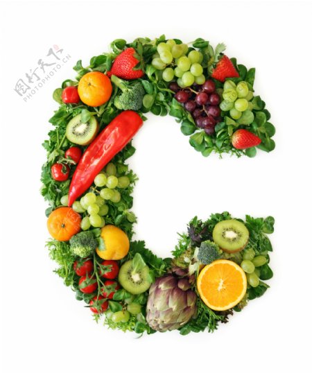 蔬菜水果组成的字母C