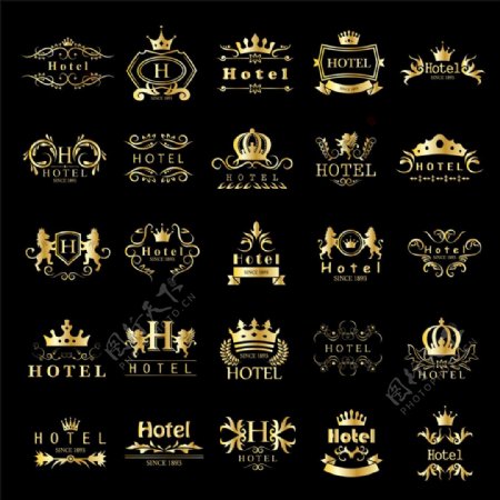 金色皇冠花纹旅行社标志图片