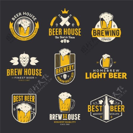 黄色啤酒饮料标志图片