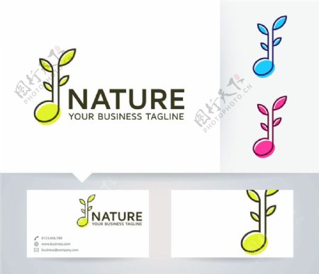 树叶音符logo图片