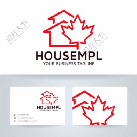 房屋和枫叶logo图片