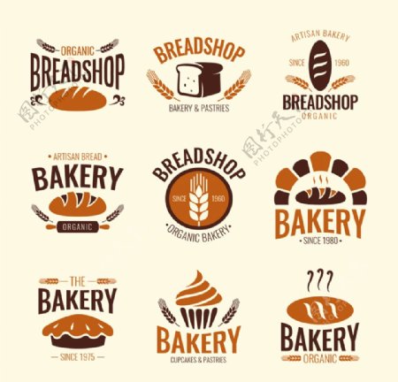 面包烘焙标签矢量设计