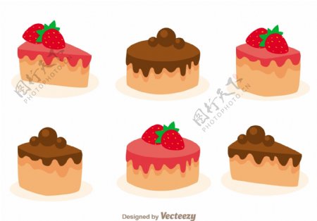矢量甜美草莓蛋糕