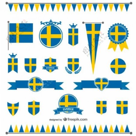 瑞典国旗徽章和丝带