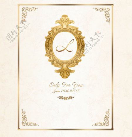 欧式金色婚礼花边边框欧式相框欧式艺术字