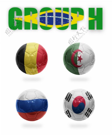 外国国旗足球与字母图片