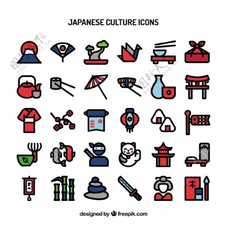 日本文化的矢量图标
