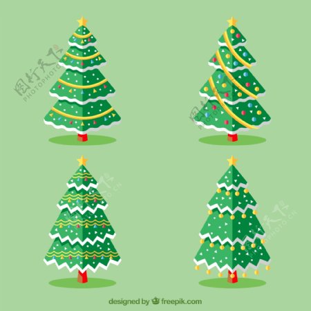 4款金星圣诞树设计矢量素材