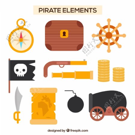各种海盗物品元素插图集合