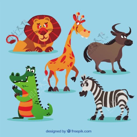 卡通非洲动物集合