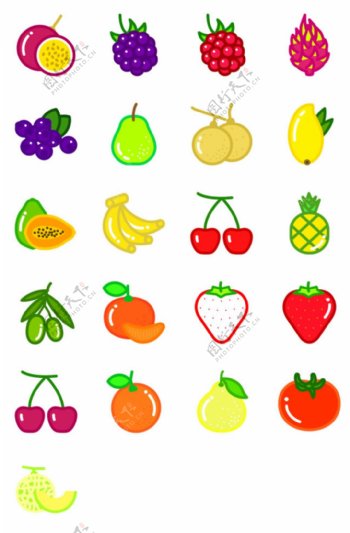 21个美味水果图标素材