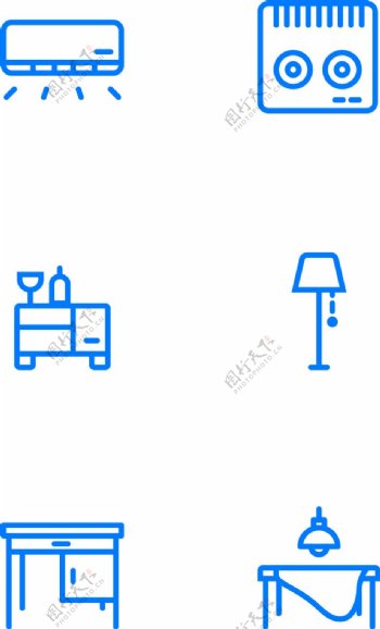 家具生活类蓝色线条矢量图标ai源文件3