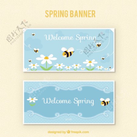 蜜蜂春天的旗帜