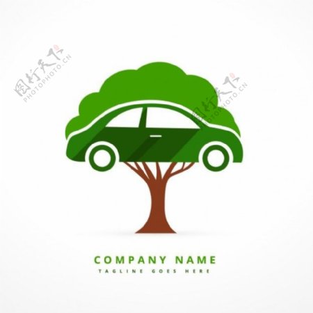 汽车和树木的商业标识