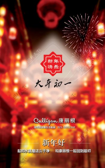 2017年喜庆红火过年大年初一海报