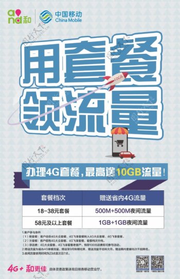 中国移动流量用套餐领流量海报单页