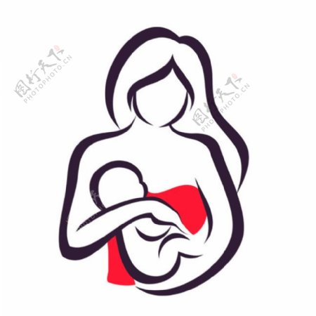 搂抱母婴标志图片
