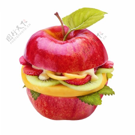 创意苹果汉堡包图片