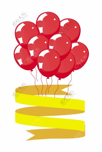 红气球丝带banner