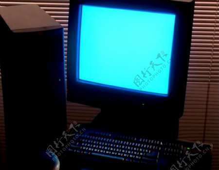 实拍老式台式计算机黑色视频素材