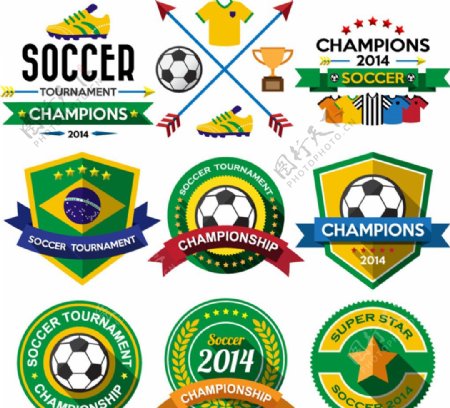 巴西世界杯元素标签矢量素材