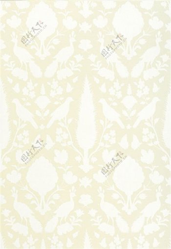 米黄色花纹布艺壁纸图片