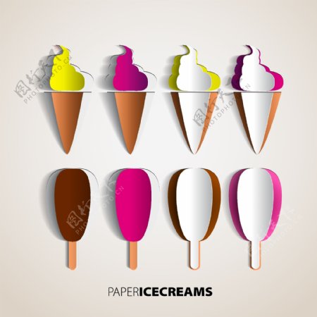 3d纸张冰淇淋图案图片