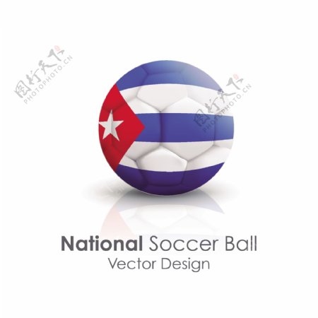 古巴国旗足球贴图矢量素材