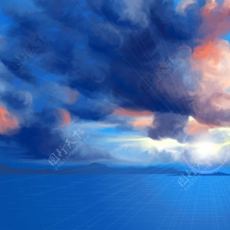 夏季大海乌云背景