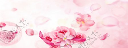 浪漫粉色花朵海报