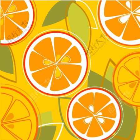清新手绘橙子背景素材