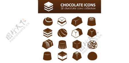 16种巧克力图标集