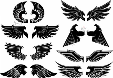 黑色翅膀纹身图案图片