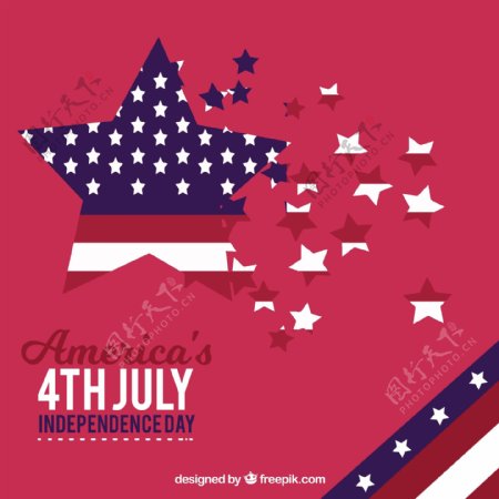 美国独立日国旗元素粉红背景