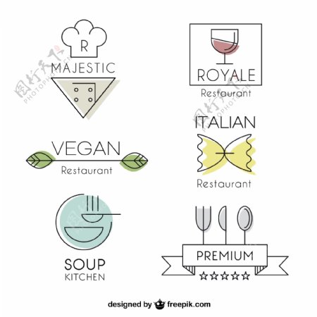 6款简洁创意餐厅标志矢量素材