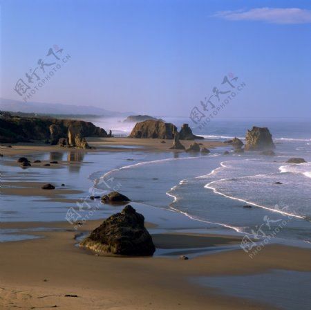 海岸潮水自然景观图片