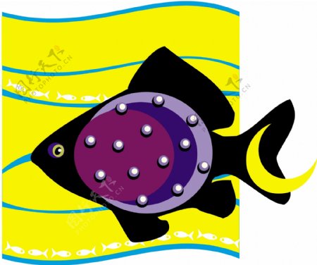 五彩小鱼水生动物矢量素材EPS格式0614