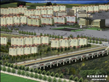 渠江市商贸大桥建筑设计分层套图PSD0048