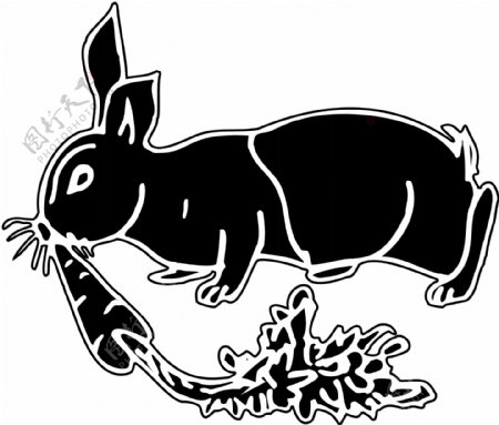 兔子家畜动物剪影矢量素材EPS格式0021