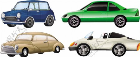 白色背景下四种不同类型汽车的图示