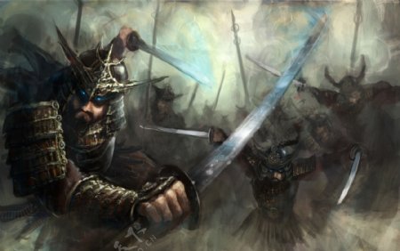 拿剑厮杀的古代欧洲战士插画图片