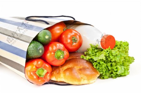 袋子里的蔬菜美食图片