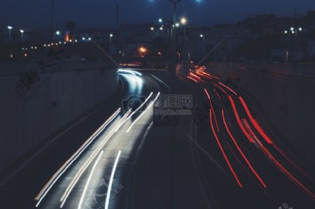 光城市道路路灯晚上桥绘画高速公路汽车灯摩洛哥