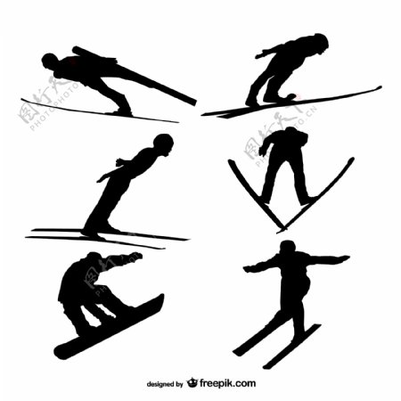跳台滑雪人物剪影